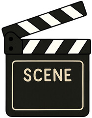 Clapperboard vector illustration with scene label
