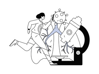 Medical characters fighting the epidemic flat vector concept operation hand drawn illustration
