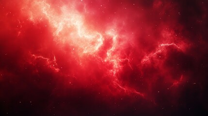 Fototapeta premium Fiery red nebula with glowing clouds and scattered stars creates a dramatic cosmic scene Perfect for science fiction or fantasy projects