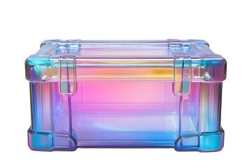 Iridescent holographic transparent case box vibrant rainbow colors sleek modern design perfect on transparent background