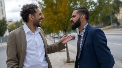 People two men arguing on a street