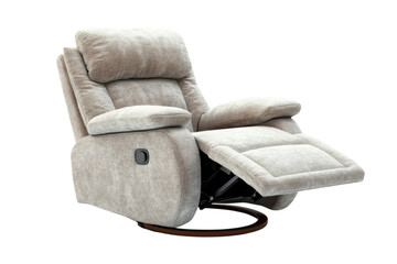 Luxurious beige recliner chair perfect for relaxation featuring a smooth reclining mechanism on transparent background