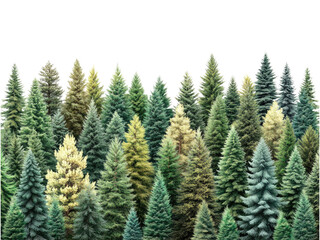 Obraz premium Majestic Evergreen Forest Panorama: A Serene View of Lush Coniferous Trees