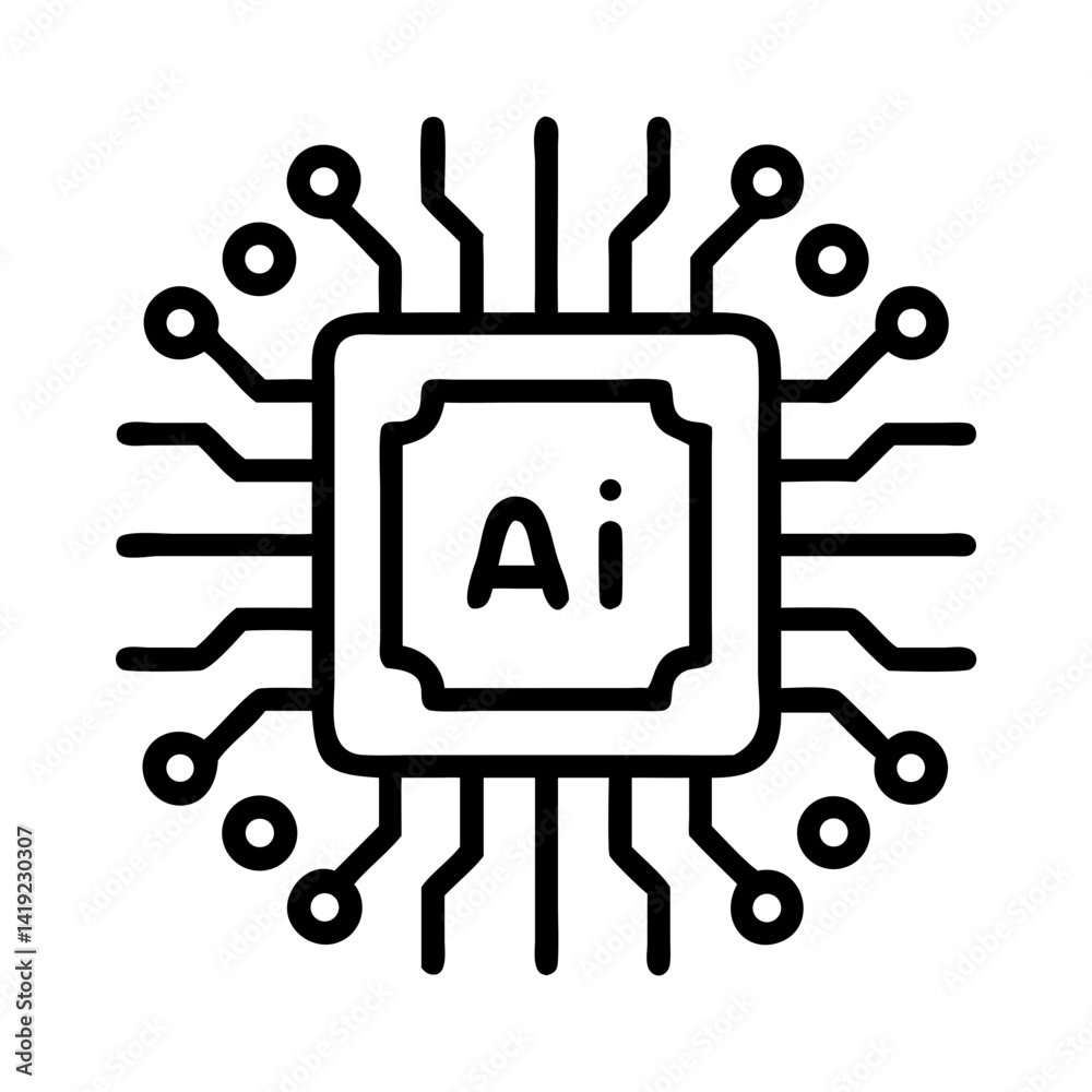 Poster AI Circuit Board Icon Representing Artificial Intelligence and Machine Learning