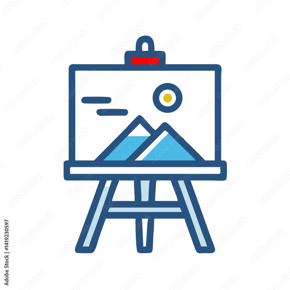Poster Art Easel Icon Representing Painting Canvas Setup and Creative Workspace