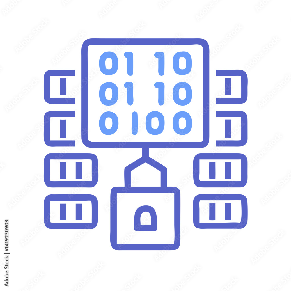 Aufkleber Binary Code Block Icon Representing Data Encryption and Security