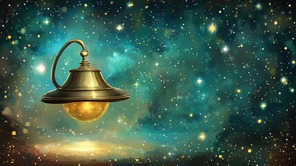 Cosmic Lamp Glowing orb illuminates nebula. Fantasy art