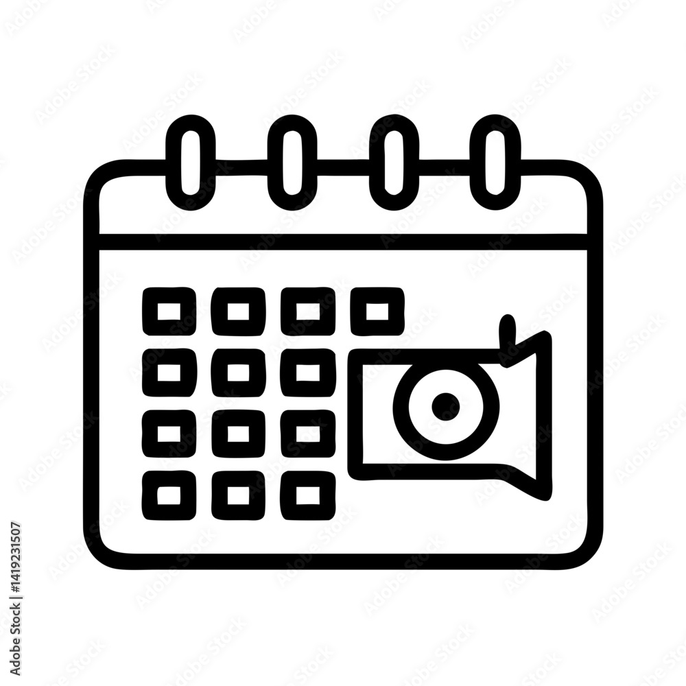 Poster calendar with camera icon representing filming schedule and production planning