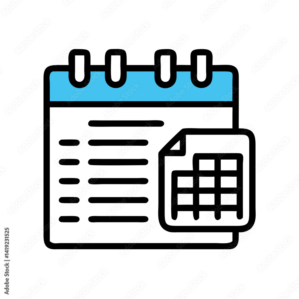 Fototapete Calendar with Document Icon Representing Billing and Payment Scheduling
