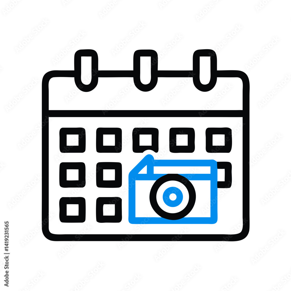 Poster Calendar with Camera Icon Representing Filming Schedule and Production Planning