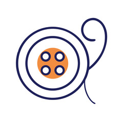 Obraz premium Button with Thread Icon Representing Sewing Detail and Textile Craft