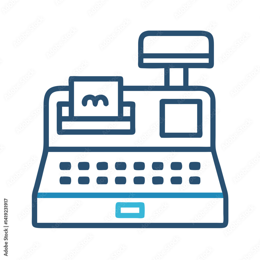 Poster Cash Register Icon Representing In-Store Checkout and Retail Transactions