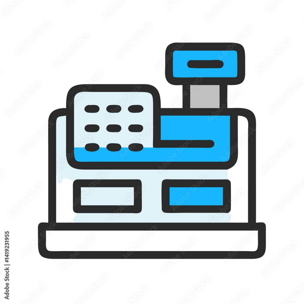 Aufkleber Cash Register Icon Representing In-Store Checkout and Retail Transactions