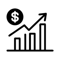 Chart with Arrow and Dollar Icon Representing Financial Growth and Profit