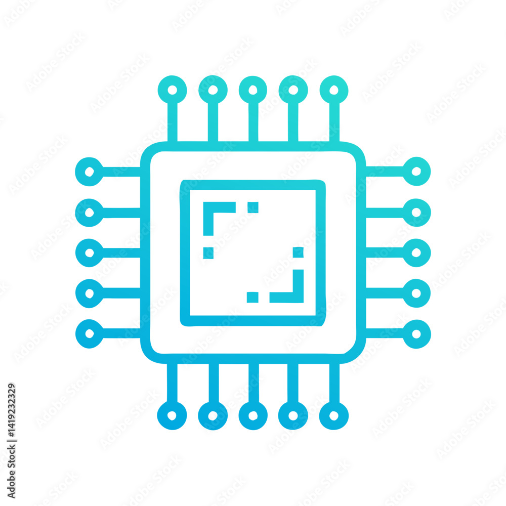 Leinwandbilder Circuit Chip Icon Representing Microprocessor Technology and Digital Innovation

