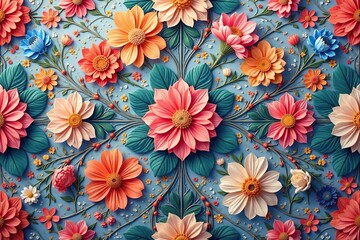 Delicate, interconnected floral motif, endless repeat , texture, pastel