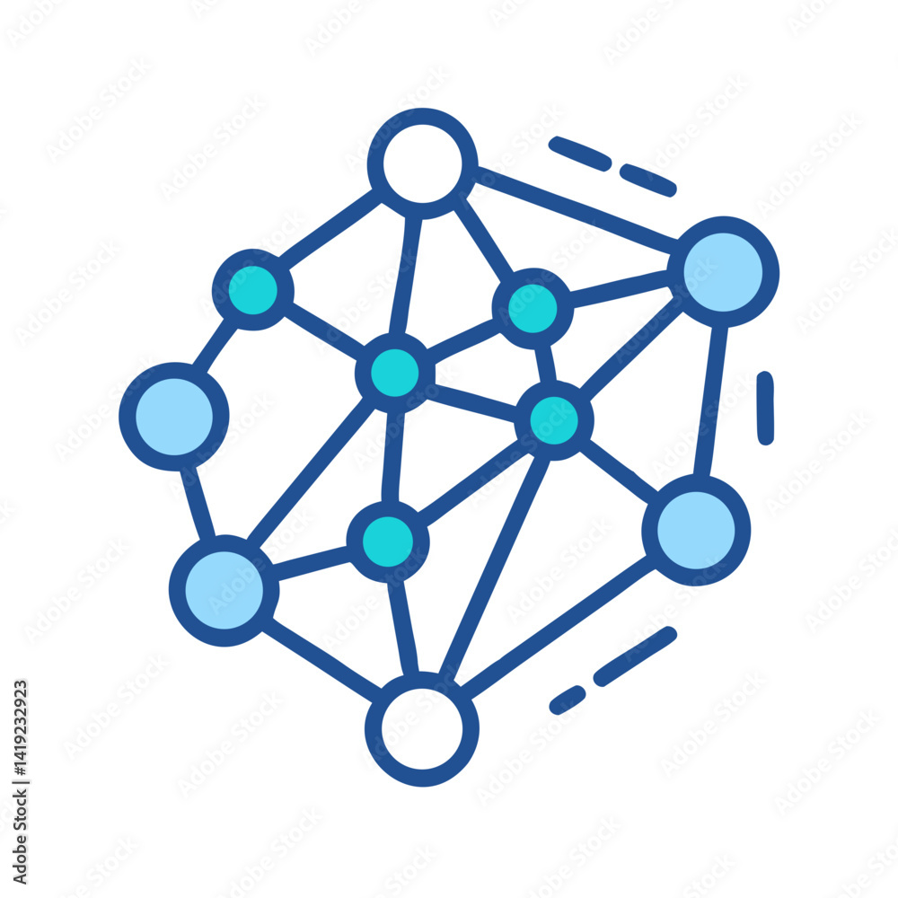Aufkleber Connected Neural Nodes Icon Representing Network and Brain-like Connectivity