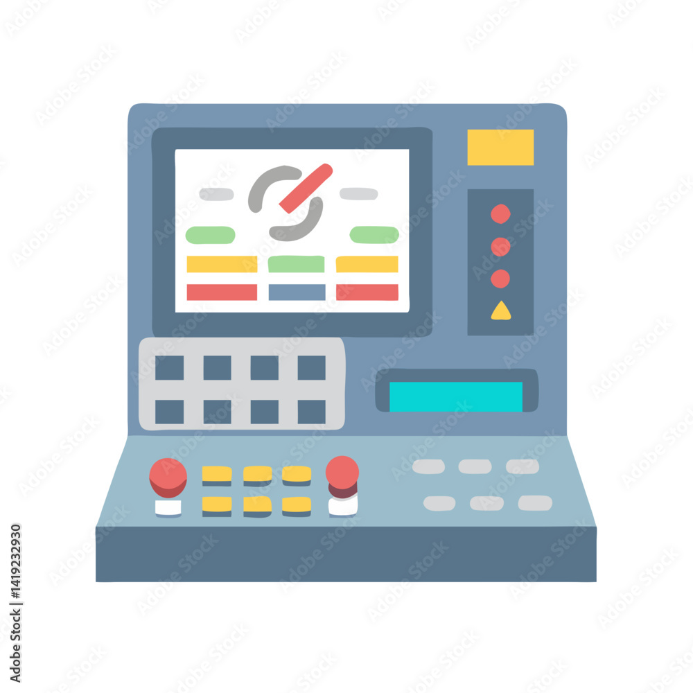 Poster Control Terminal Icon Representing High-Tech Operations and Digital Systems