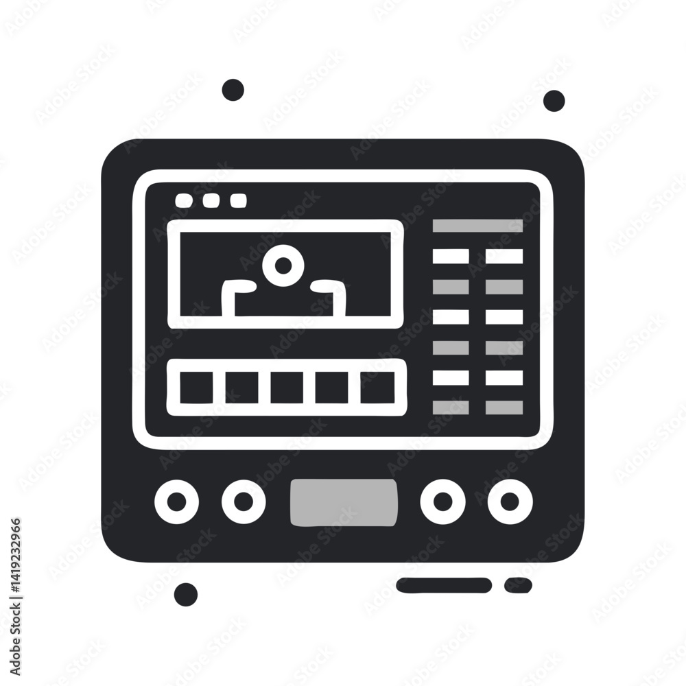 Poster Control Terminal Icon Representing High-Tech Operations and Digital Systems