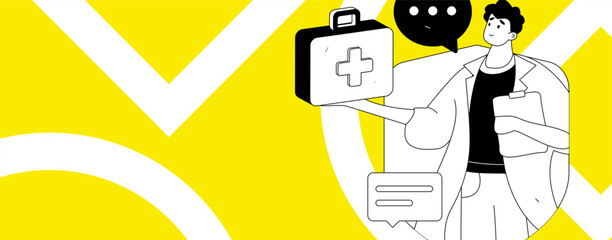 Medical characters fighting the epidemic flat vector concept operation hand drawn illustration
