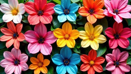 Bold stylized blossoms arranged in a square grid , decorative, carnation, geometric pattern