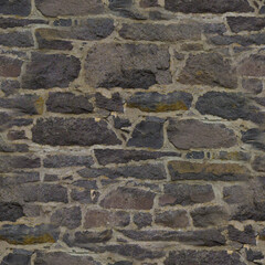 An old grey wall made of stone and cement. Grey stone background. Brick texture. Brickwork. Seamless image.