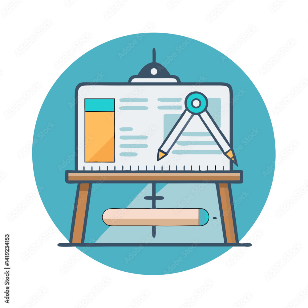 Leinwandbilder drafting table icon representing technical drawing and architectural design