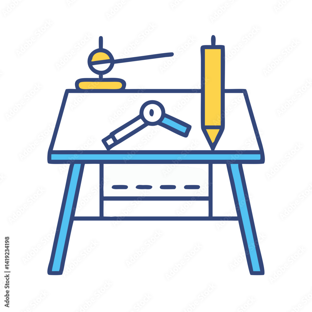 Leinwandbilder Drafting Table Icon Representing Technical Drawing and Architectural Design