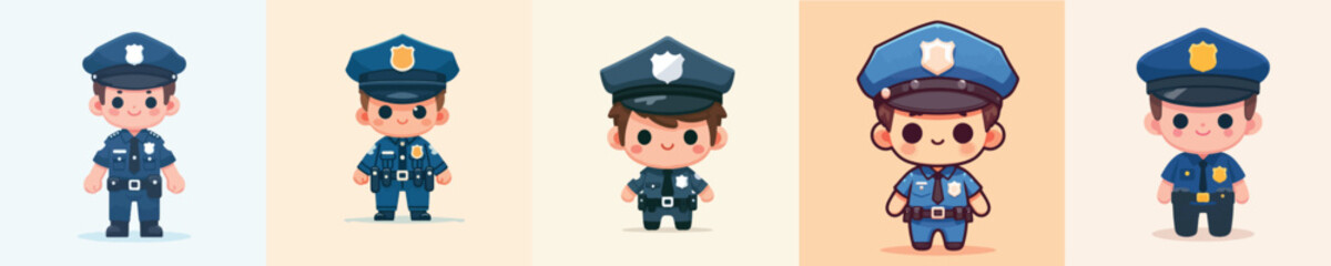 vector of little boy in police costume