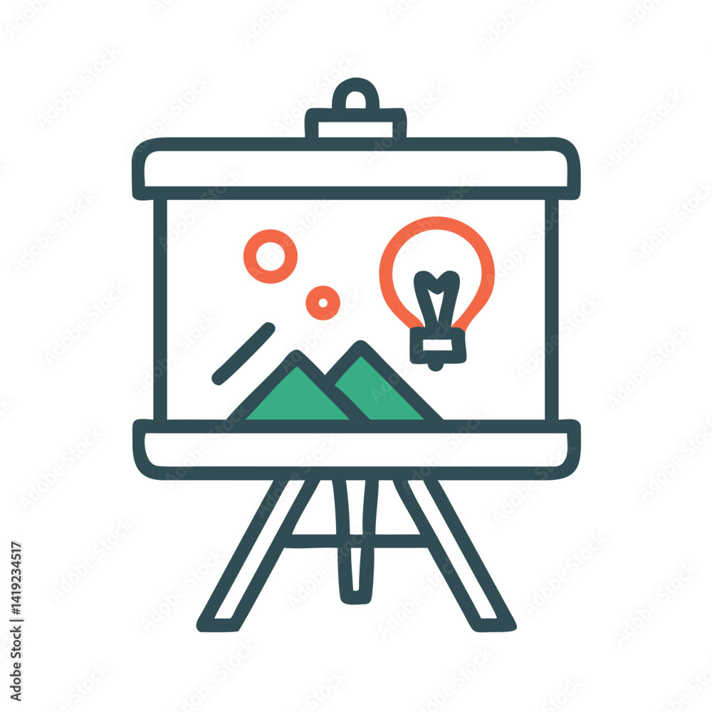 Aufkleber easel with image icon representing creative art and digital artwork