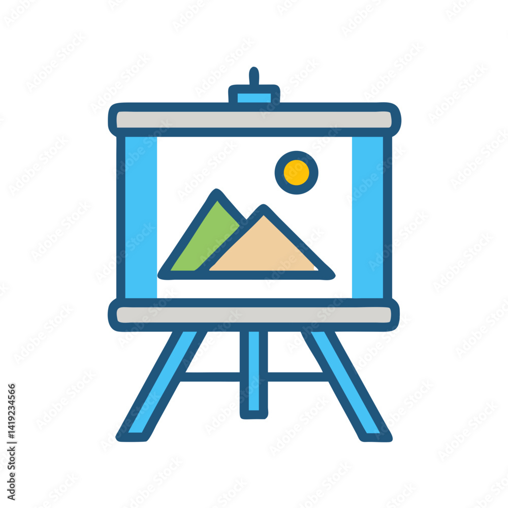 Poster easel with image icon representing creative art and digital artwork