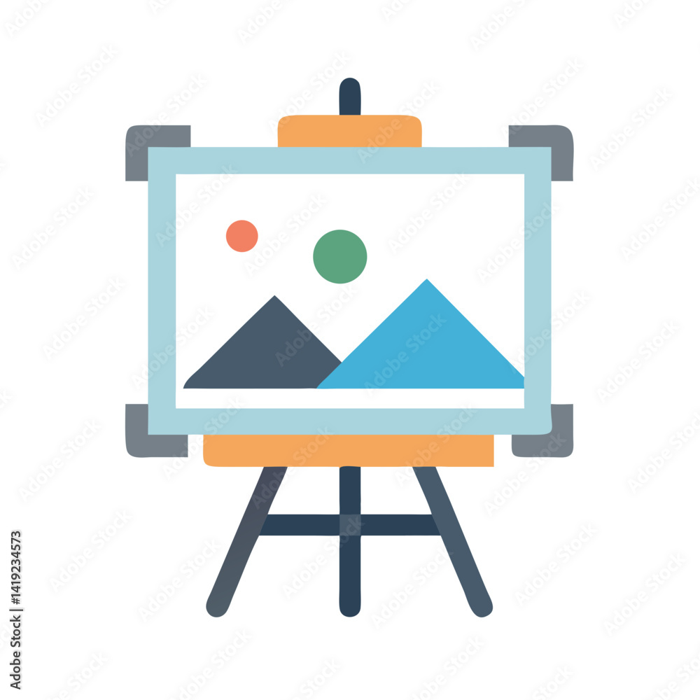 Aufkleber easel with image icon representing creative art and digital artwork