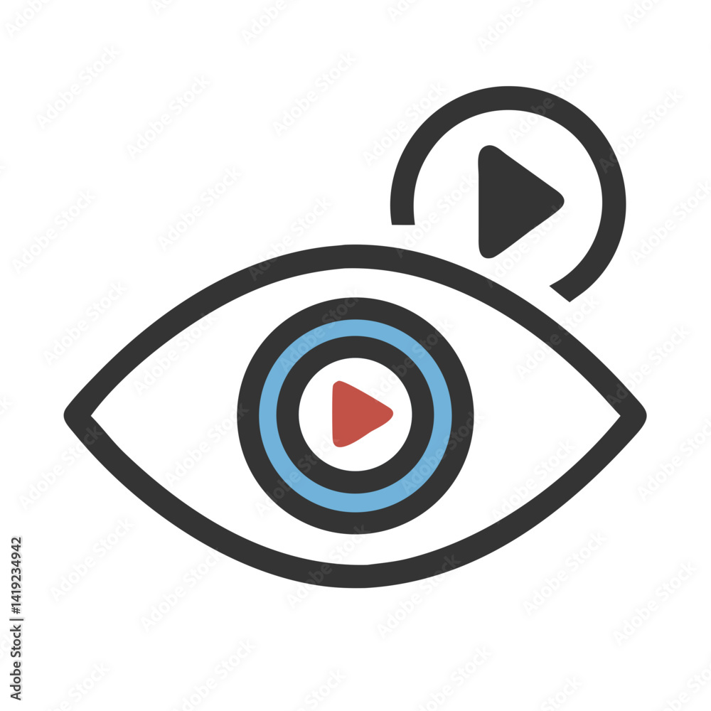 Aufkleber eye with play symbol icon representing media viewing and video playback