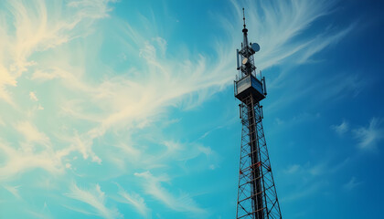 Obraz premium Communication tower against cloudy sky