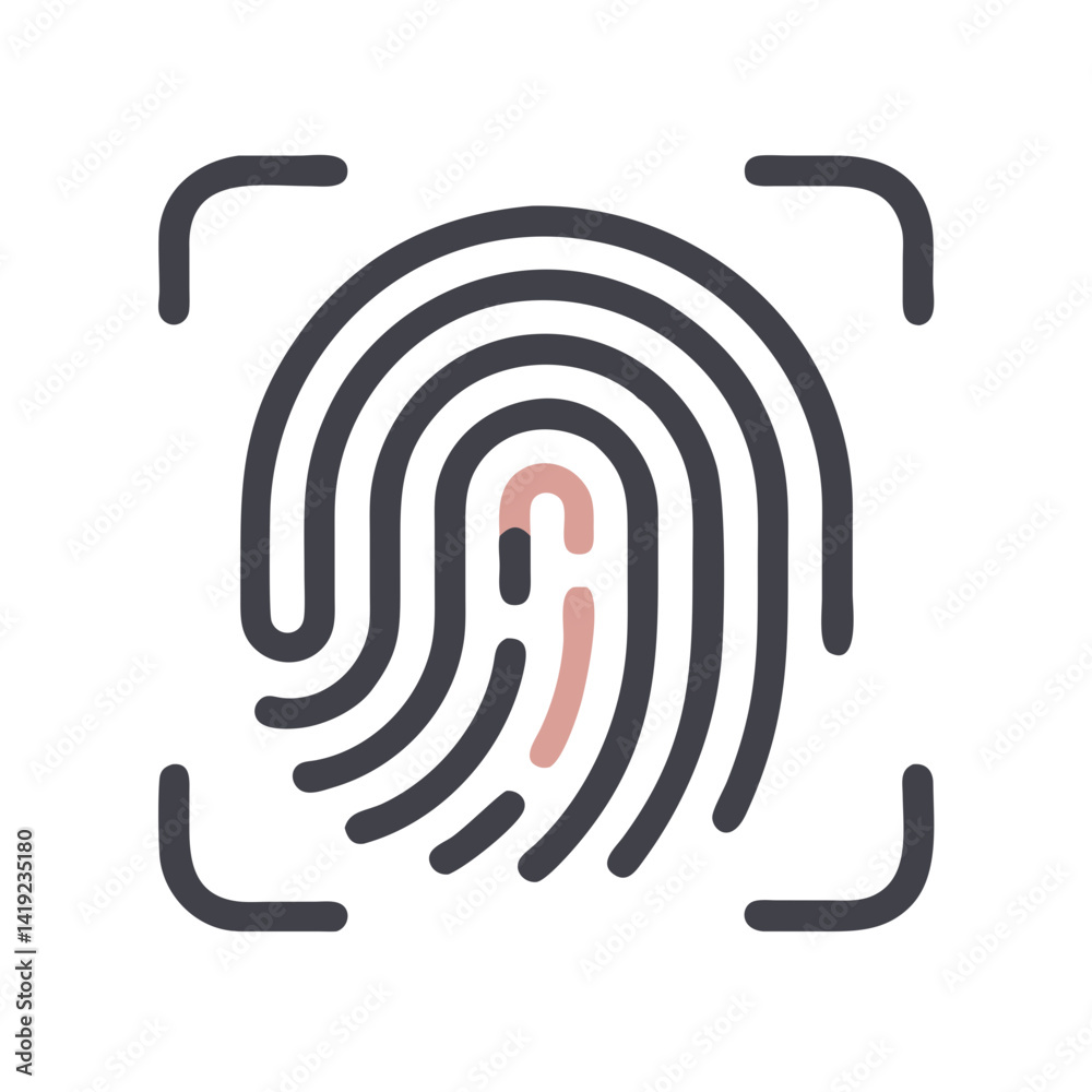Aufkleber Fingerprint Scan Icon Representing Biometric Access and Security Verification