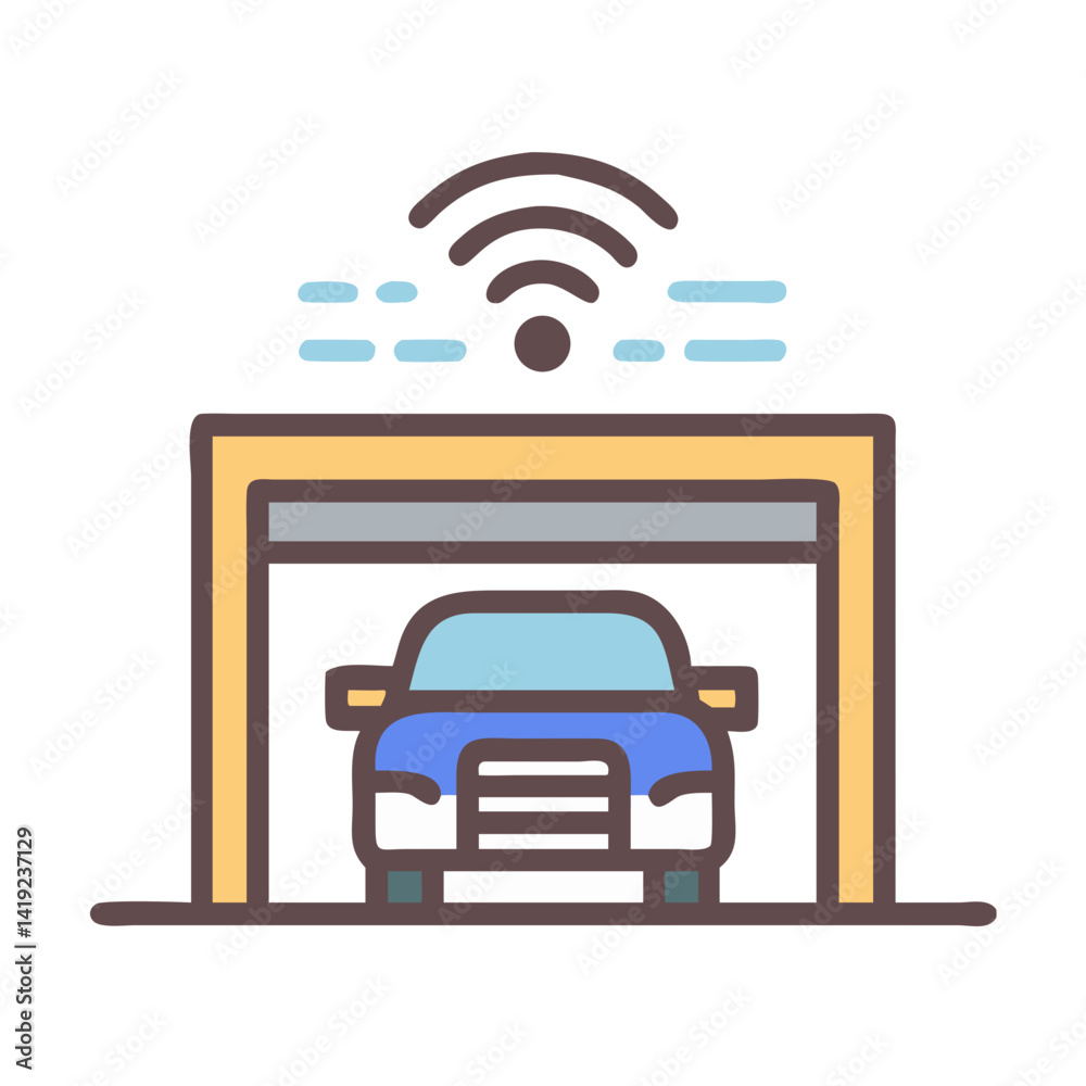 Poster Garage Door Icon Representing Automated Garage and Vehicle Access