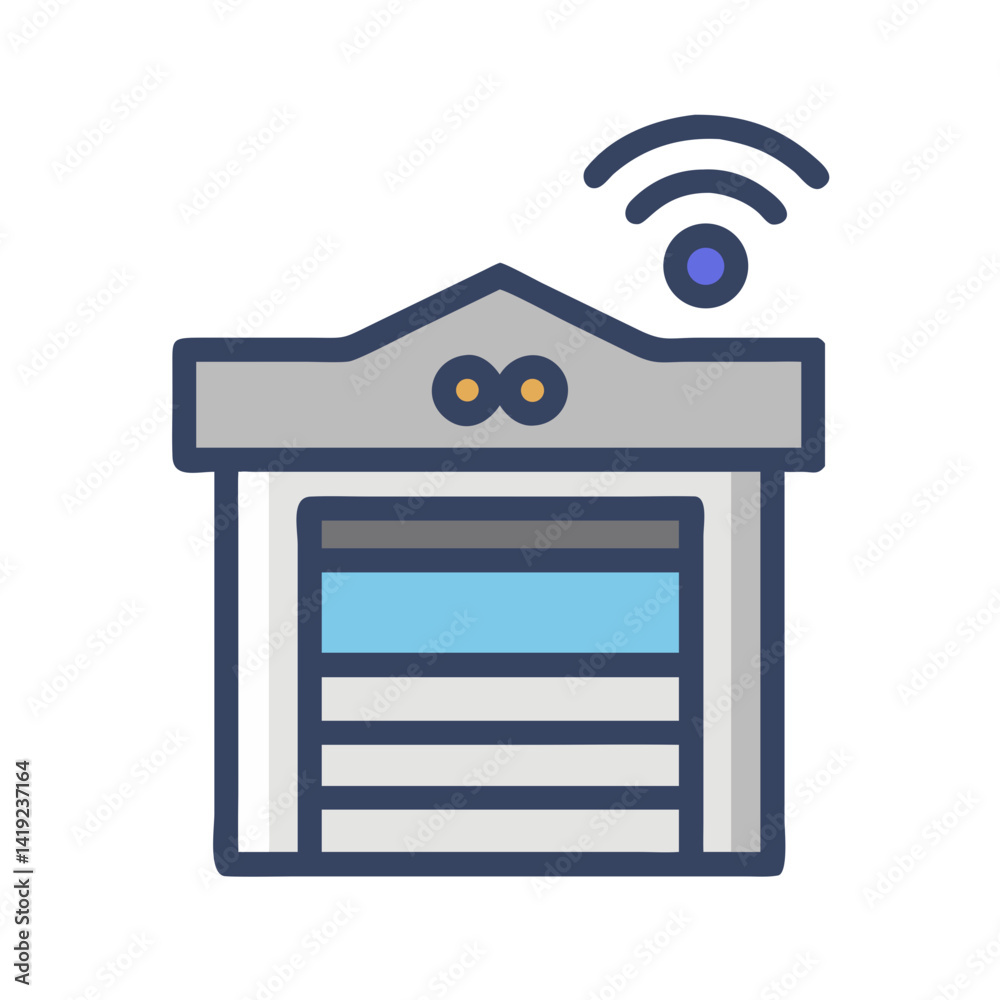 Poster Garage Door Icon Representing Automated Garage and Vehicle Access