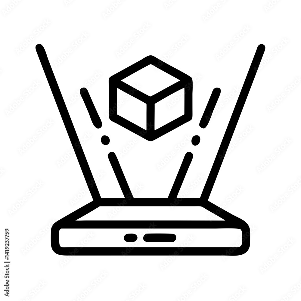 Aufkleber Hologram Projection Icon Representing 3D Virtual Display and Digital Visualization