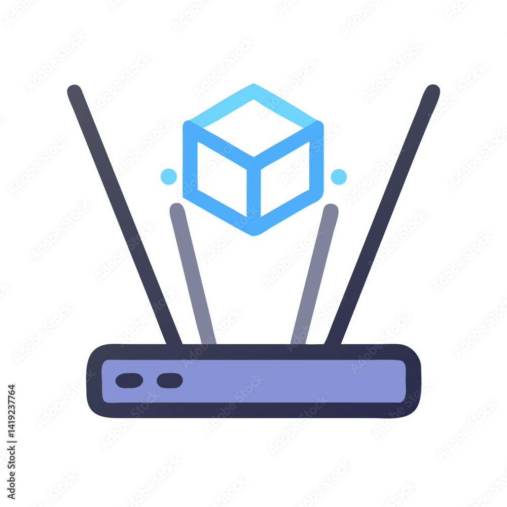 Aufkleber Hologram Projection Icon Representing 3D Virtual Display and Digital Visualization