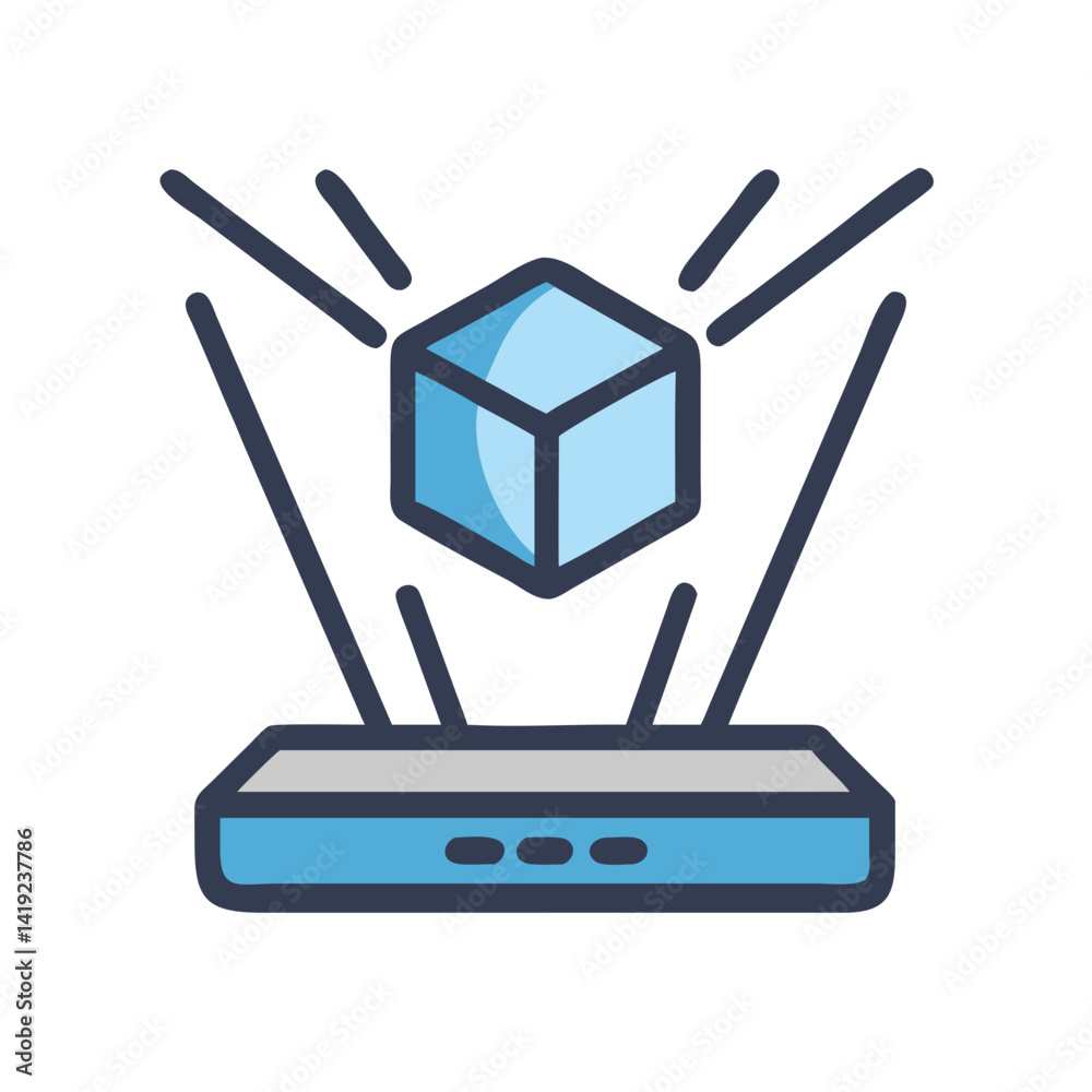 Aufkleber Hologram Projection Icon Representing 3D Virtual Display and Digital Visualization