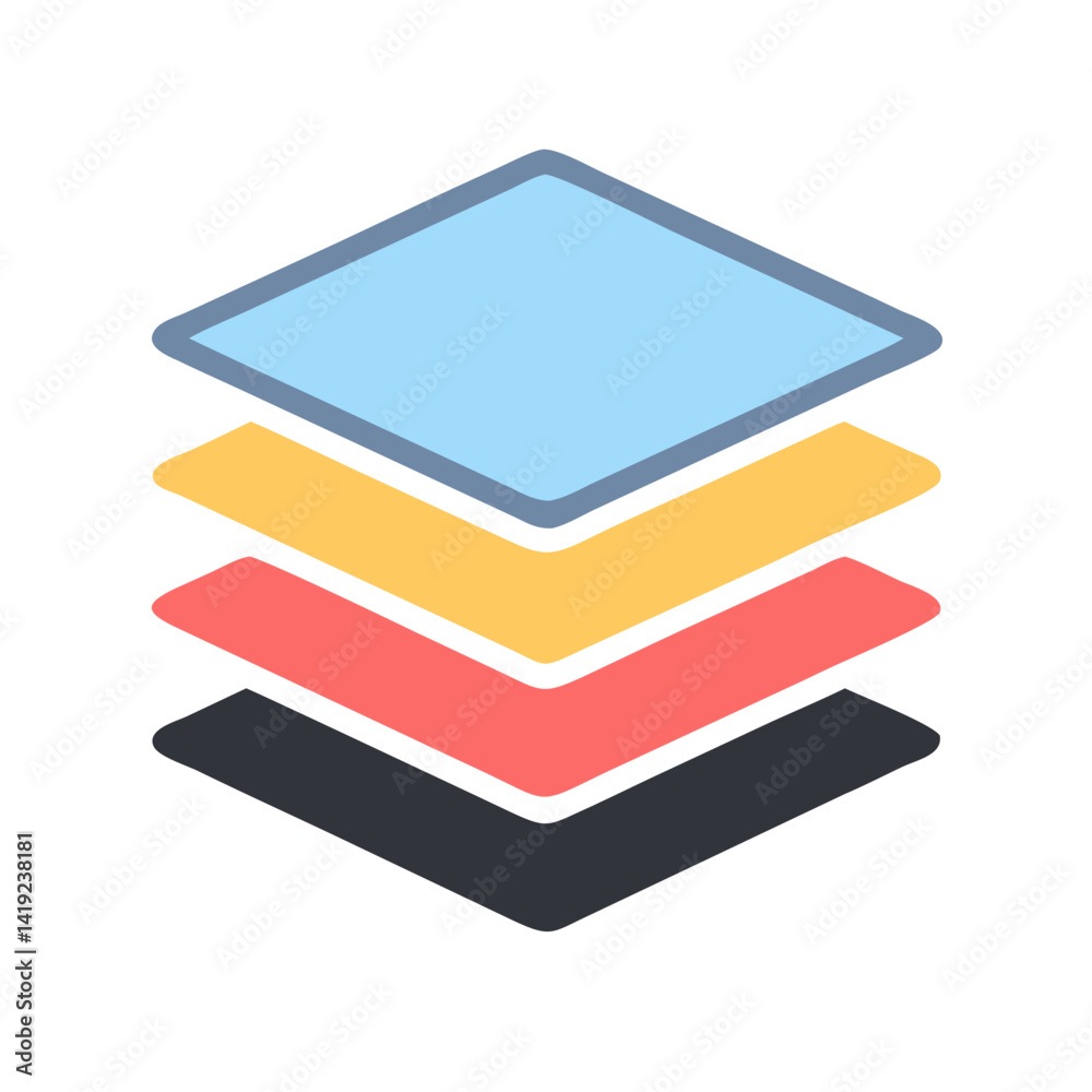 Poster Layer Stack Icon Representing Graphic Design Layer and Digital Artwork