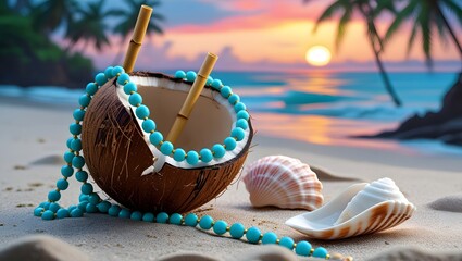 Tropical Beach Decor: Styling with Coconuts and Seashells, Sunset Beach Photography: Capturing Tropical Elements, Essentials for a Sunset Vibe