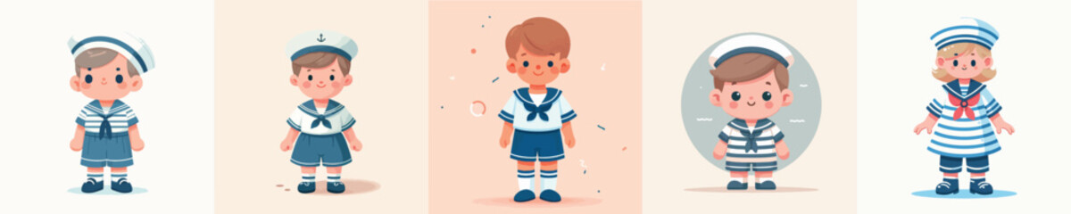 vector of little boy in sailor costume