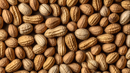 Obraz premium High-Resolution Top-Down View of Numerous Peanuts in Their Shells