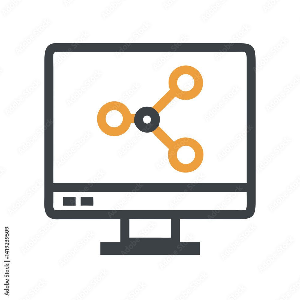 Poster Monitor Screen Icon Representing Connected Display and Digital Interface