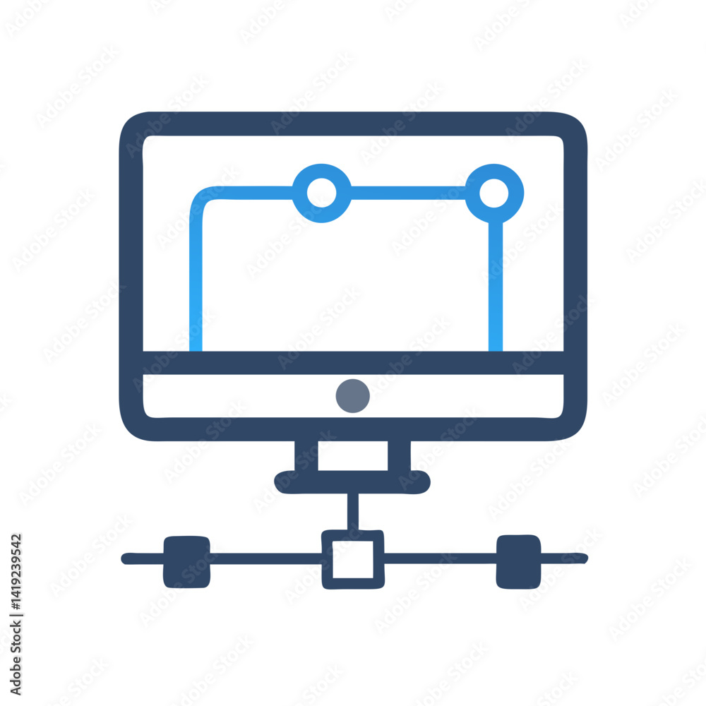 Aufkleber Monitor Screen Icon Representing Connected Display and Digital Interface
