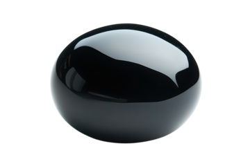 Sleek black sphere reflecting light perfect for abstract backgrounds and modern designs High on transparent background