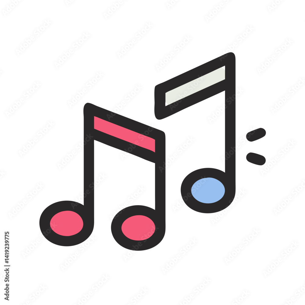 Poster musical note icon representing audio content and sound media