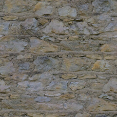 An old, gray wall made of stone and cement. Grey, stone background. Ancient ruins. Stone texture. Seamless image. Seamless image.