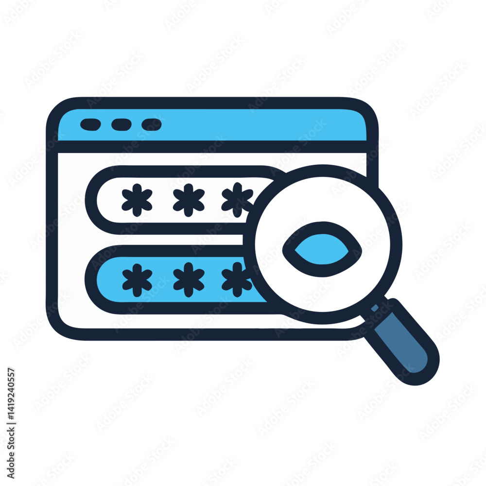 Aufkleber Password Search Icon Representing Credential Recovery and Secure Access Retrieval